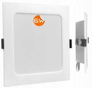 Plafon panel LED podtynkowy sufitowy 6W kwadrat wpuszczany slim biały