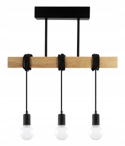 Lampa sufitowa wisząca drewniana belka loft 3XE27 natynkowa żyrandol plafon