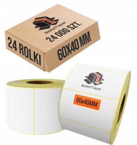 Etykiety termiczne kurierskie 60x40 mm 24 rolki samoprzylepne białe