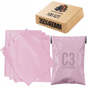 Foliopaki foliopak kurierskie różowe C3 350x460 mm 100 szt koperty foliowe