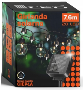 Lampki Solarne Girlanda Solarna Ogrodowa 20x Żarówka LED na Balkon 7m IP67