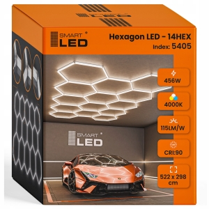 Lampa LED Hexagon Sufitowa Panel Oświetlenie Do Garaż Warsztat 522 x 298 cm