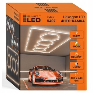 Lampa LED Hexagon Sufitowa Panel Oświetlenie Do Garaż Warsztat 484 x 243 cm