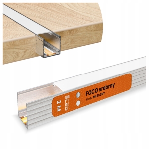 Profil LED Aluminiowy Do Taśma Srebrny Natynkowy / Wpuszczany + Klosz 2m