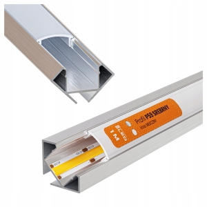 Profil LED Aluminiowy Do Taśma Narożny Kątowy Srebrny Klosz Mleczny 1M