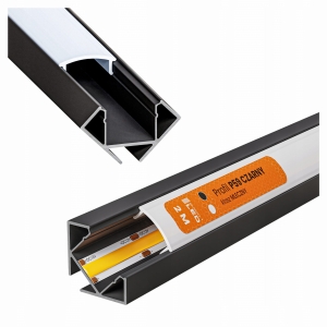 Profil LED Aluminiowy Do Taśma Narożny Kątowy Czarny Klosz Mleczny 2M