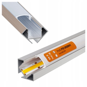 Profil LED Aluminiowy Do Taśma Narożny Kątowy Srebrny Klosz Mleczny 2M