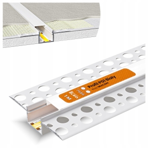 Profil LED Aluminiowy Do Płyt GK Gipsowych Wpuszczany Regips 1m Biały Klosz
