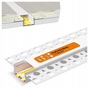 Profil LED Aluminiowy Do Płyt GK Gipsowych Wpuszczany Regips 1m Biały Klosz