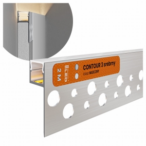 Profil LED Aluminiowy Do Taśma Srebrny Przyścienny Do Płyt GK Gipsowych 2m