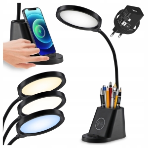 Lampka Na Biurko Biurkowa LED Organizer Szkolna Indukcja Dotyk Regulowana