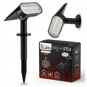 Lampa Solarna Ogrodowa LED Wbijana Słupek Reflektor Czujnik Zmierzchu