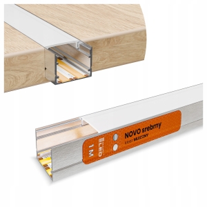 Profil LED Aluminiowy Do Taśma Srebrny Anoda Natynkowy Wpuszczany Klosz 1m