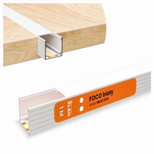Profil LED Aluminiowy Do Taśma Biały Natynkowy / Wpuszczany + Klosz 1m