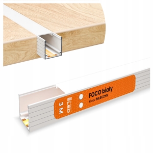 Profil LED Aluminiowy Do Taśma Biały Natynkowy / Wpuszczany + Klosz 3m