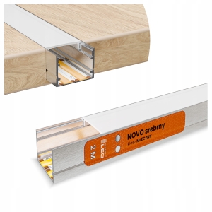 Profil LED Aluminiowy Do Taśma Srebrny Anoda Natynkowy Wpuszczany Klosz 3m