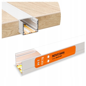 Profil LED Aluminiowy Do Taśma Biały Anoda Natynkowy Wpuszczany Klosz 3m