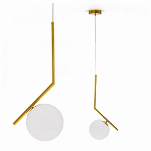 Złota Lampa Wisząca Sufitowa LED E27 Żyrandol Białe Kule Szklane Salon