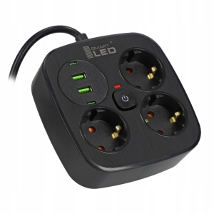 Przedłużacz Listwa Zasilająca Sieciowa 3 Gniazda 230V 3M 4x USB Ładowarka