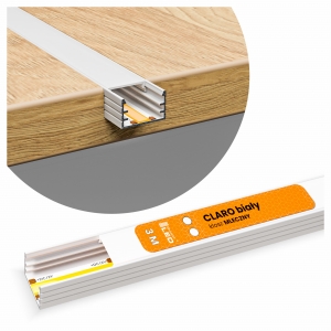 Profil LED Aluminiowy Do Taśma Biały Natynkowy / Wpuszczany + Klosz 3m