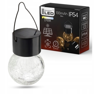 Lampa Solarna Ogrodowa LED Wisząca Kula Szklana Lampion Do Ogrodu Na Taras