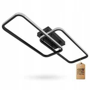 Lampa Sufitowa LED Plafon Czarny Żyrandol 3 Barwy Do Kuchni 48W 4410lm UGR