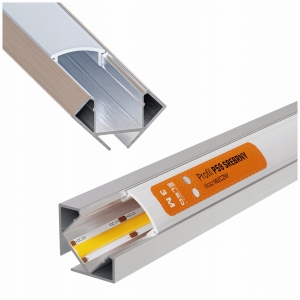 Profil LED Aluminiowy Do Taśma Narożny Kątowy Srebrny Klosz Mleczny 3M