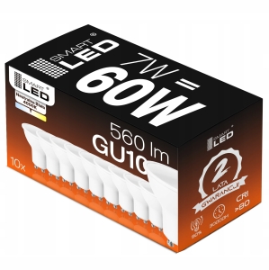 Żarówka LED GU10 7W = 60W Biała Neutralna Wydajna Mocna 120° Nie Mruga