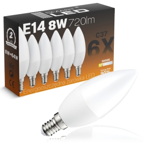 Żarówka LED E14 SMD 2835 8W 720 lm Świeczka Halogenowa Świeca Mały Gwint