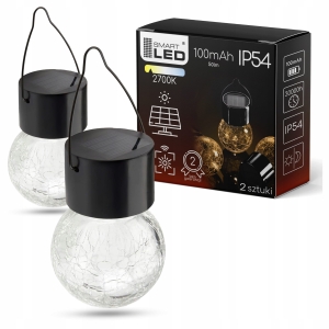 Lampa Solarna Ogrodowa LED Wisząca Kula Szklana Lampion Do Ogrodu Na Taras