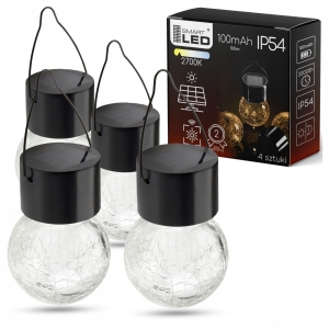 Lampa Solarna Ogrodowa LED Wisząca Kula Szklana Lampion Do Ogrodu Na Taras