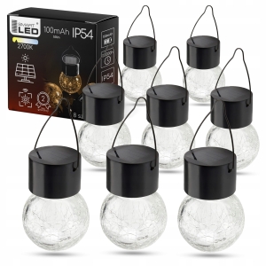 Lampa Solarna Ogrodowa LED Wisząca Kula Szklana Lampion Do Ogrodu Na Taras