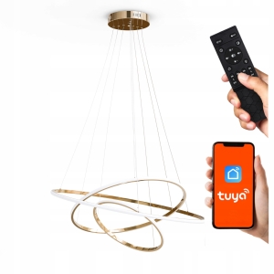 Złota Lampa Sufitowa LED Wisząca Ring TUYA Aplikacja Na Telefon Pilot 113W