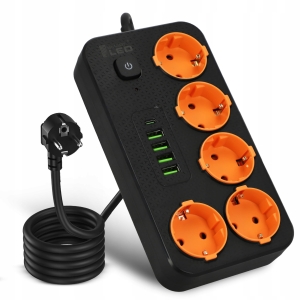 Przedłużacz Listwa Zasilająca Sieciowa 3m 5x 230V Ładowarka USB Rozgałęźnik