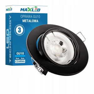 Oprawa Halogenowa Sufitowa Czarna LED GU10 MR16 Okrągła Aluminiowa Ruchoma