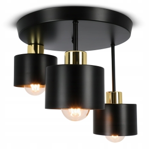 Lampa Sufitowa LED 3X E27 Żyrandol Plafon Natynkowy Oprawa Czarna Salon