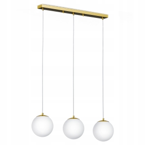 Złota Lampa Wisząca Sufitowa LED 3X G9 Żyrandol Białe Kule Szklane Salon