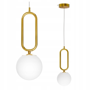 Złota Lampa Wisząca Sufitowa LED G9 Żyrandol Białe Kule Szklane Salon