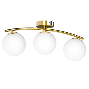 Złota Lampa Sufitowa Wisząca LED 3X G9 Żyrandol Białe Kule Szklane Salon