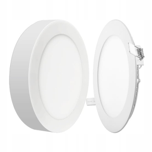 Panel LED Natynkowy Wpuszczany 2w1 Plafon Sufitowy Lampa Okrągły 18W 4500K