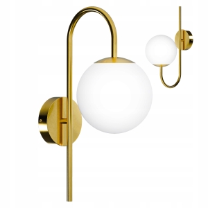 Kinkiet Ścienny LED Złoty Lampa 1X G9 Biała Kula Szklana Sypialnia Salon