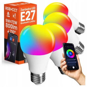 Żarówka LED E27 RGB CCT 9W Bluetooth TUYA SMART Inteligentna Halogenowa