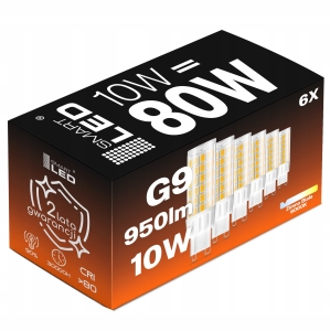 Żarówka LED G9 10W = 80W 950lm Biała Zimna 6000K Energooszczędna Zestaw