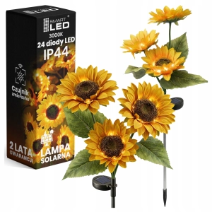 Lampa Solarna LED Słonecznik Ogrodowa Wbijana Kwiaty IP44 Zewnętrzna Słupek