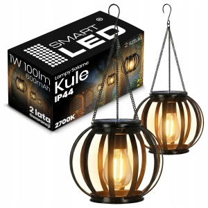 Lampa Solarna LED IP44 Kula Ogrodowa Lampion Latarenka Wisząca Na Taras 1W