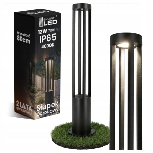 Lampa Ogrodowa LED Zewnętrzna Stojąca 80cm IP65 Słupek 12W Czarny 230V