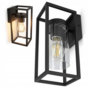 Kinkiet Zewnętrzny LED Lampa Elewacyjna Ogrodowa Ścienna 1X E27 Czarna IP54