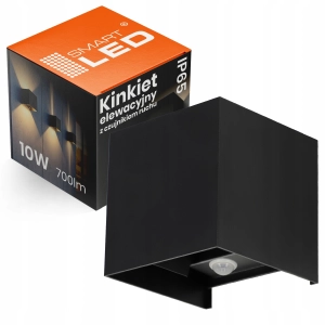 Kinkiet Zewnętrzny LED Lampa Elewacyjna Ogrodowa Ścienna 10W IP65 Czujnik