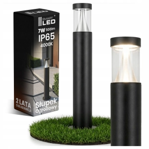 Lampa Ogrodowa LED Zewnętrzna Stojąca 65cm 7W IP65 Słupek Czarny 230V 500lm