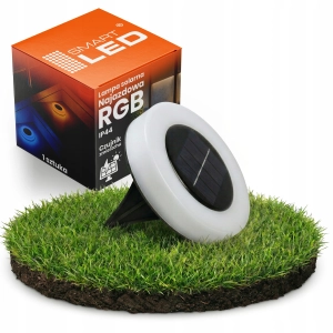 Lampa Solarna LED Najazdowa Ogrodowa Wbijana Dyski RGB Czujnik Zmierzchu